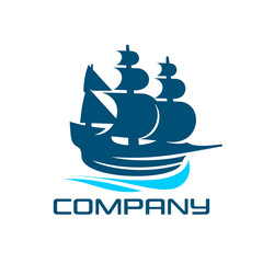 Retro logo of a large sailboat