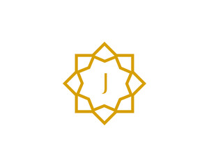 J initial letter logo with luxury ornament