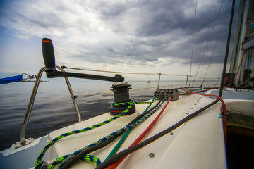 sail boat equipment with colored straps 