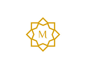 M initial letter logo with luxury ornament