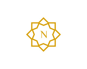 N initial letter logo with luxury ornament