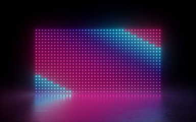 3d render, abstract background, glowing dots, screen pixels, neon lights, virtual reality,...