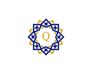 Q initial letter logo with luxury ornament
