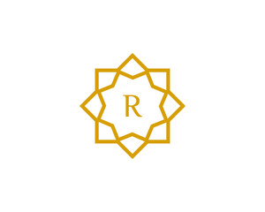 R initial letter logo with luxury ornament