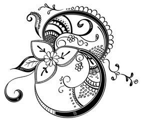 Henna Style Decorative Floral Decal
