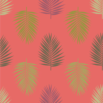 Modern tropical palm leaves seamless pattern. Vector illustration.