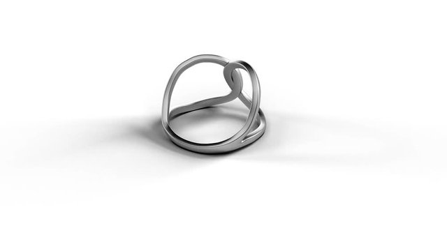 Infinity shaped silver ring 3d render illustration