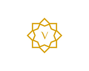 V initial letter logo with luxury ornament