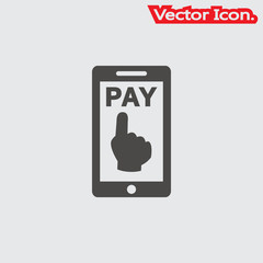 Mobile payment icon isolated sign symbol and flat style for app, web and digital design. Vector illustration.