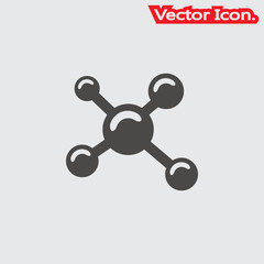 Molecules icon isolated sign symbol and flat style for app, web and digital design. Vector illustration.