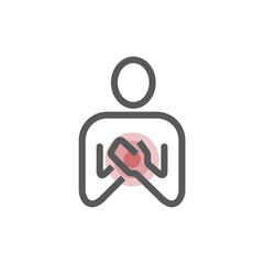 Breast pain line icon. Vector sign for web graphic.