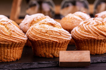 Lemon cakes in icing sugar