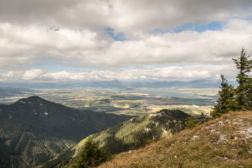 Naklejka premium beautiful landscape of Liptov region from Poludnica hill in Nizke Tatry mountains in Slovakia
