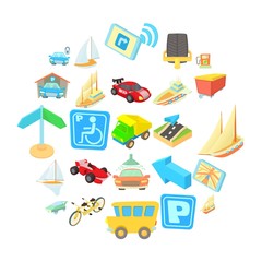 Direction for travel icons set. Cartoon set of 25 direction for travel vector icons for web isolated on white background