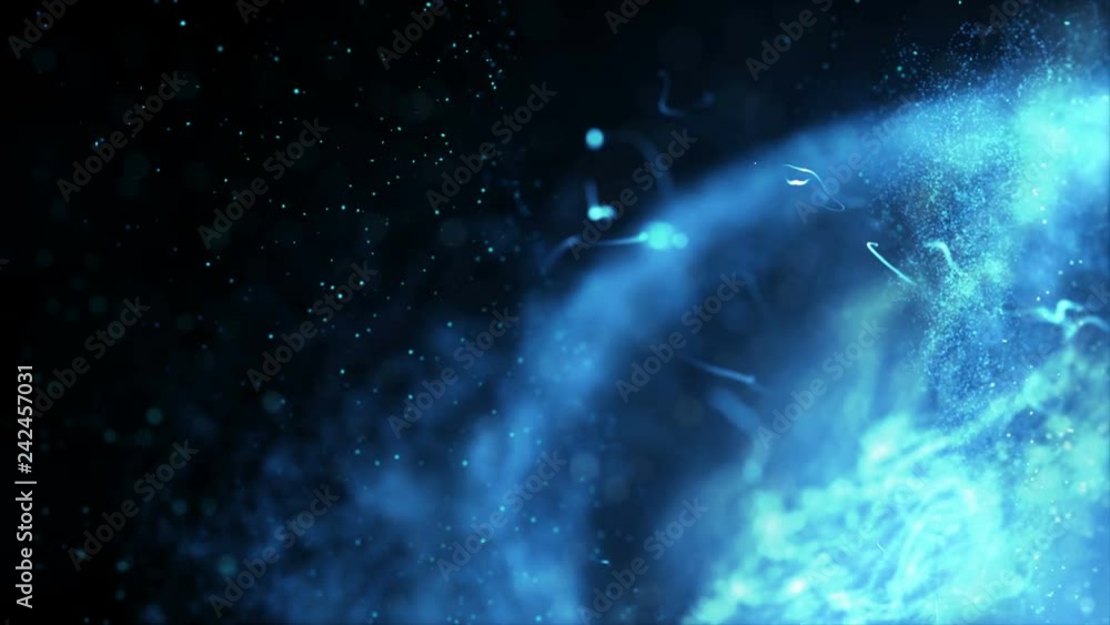 Poster 4k abstract background particle and lighting effect floating and flow with dark and grain processed