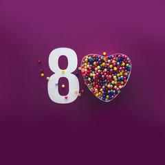 80 number eighty, creative typography with colourful balls