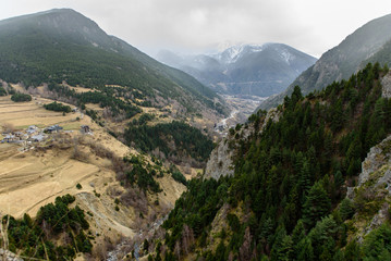 Landscapes from Canillo to the Meritxell Sanctuary in Andorra.