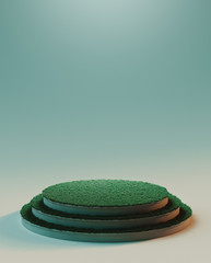 Podium with grass, concept