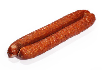 Kiełbasa na białym tle.