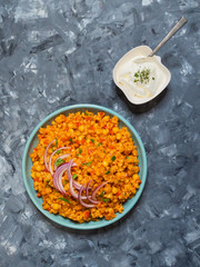 Turkish bulgur pilaf with chickpeas and tomatoes
