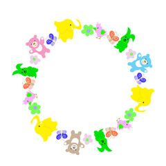 Baby birthday shower event greeting car template with oval text place
