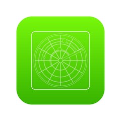 Radar icon green vector isolated on white background
