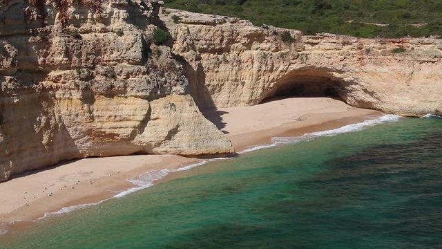Portugal footage of Atlantic coast landscape in Algarve region. Marinha Beach area - Praia da Malhada do Baraco.