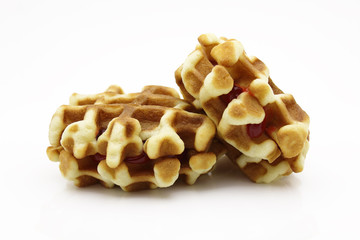 Vienna wafer on a white background. Fresh belgian waffles.