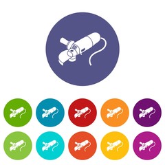 Angle grinder icons color set vector for any web design on white background