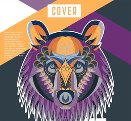 Pop art portrait of agressive bear. Vector illustration art - Vector