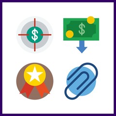 4 winner icon. Vector illustration winner set. money and paperclip icons for winner works