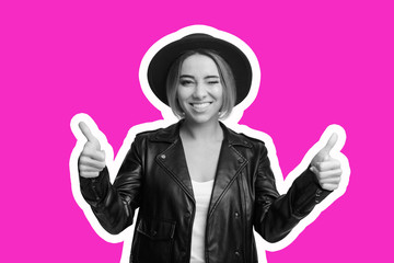 Fashion collage in magazine style of young woman