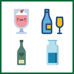 beverage icon. wine bottle and gas jar vector icons in beverage set. Use this illustration for beverage works.