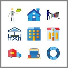 9 estate icon. Vector illustration estate set. garage and terrace icons for estate works