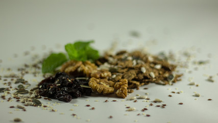 healthy breakfat ingredients isolated on white 