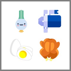 Fototapeta premium 4 cuisine icon. Vector illustration cuisine set. fried chicken and starter icons for cuisine works