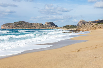 Coastline and beach  at Falasarna in Crete Greece