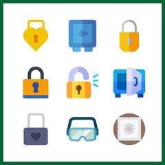 9 password icon. Vector illustration password set. safebox and security system icons for password works