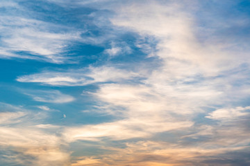 Sky evening. Clouds moving by the wind. Create beautiful patterns. Suitable for use as a background image.