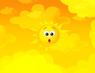 cartoon summer sky and happy sun background with space for text - illustration for children