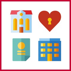 4 insurance icon. Vector illustration insurance set. real estate and agreement icons for insurance works