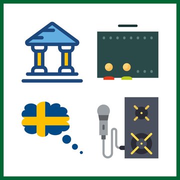 hall icon. sweden and museum vector icons in hall set. Use this illustration for hall works.