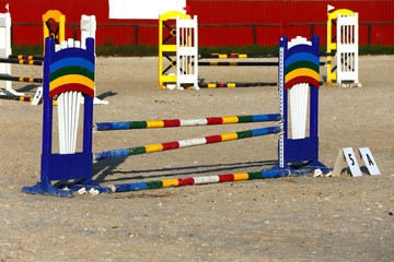 Photo in horizontal position of hurdles for riding trainings