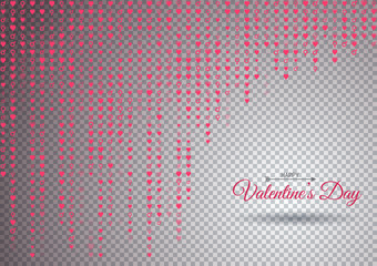 Valentine's Day, background for greeting card or banner on the site, falling matrix of characters on a transparent background, promotional items