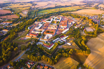 Aerial view of Josefov fortress in Jaromer. Josefov is a large historic defence complex of 18th...