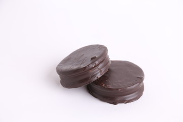 Chocolate cakes and dulce de leche, typical in Argentina. called Alfajores