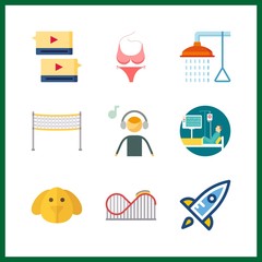 9 smiling icon. Vector illustration smiling set. roller coaster and startup icons for smiling works