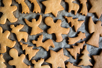 close up top view of cookies or gingerbreads