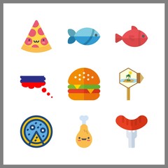9 meat icon. Vector illustration meat set. russian and chicken leg icons for meat works