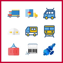 9 delivery icon. Vector illustration delivery set. distribution and barcode icons for delivery works